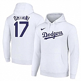 Los Angeles Dodgers #17 Shohei Ohtani White Name & Number Pullover Hoodie,baseball caps,new era cap wholesale,wholesale hats
